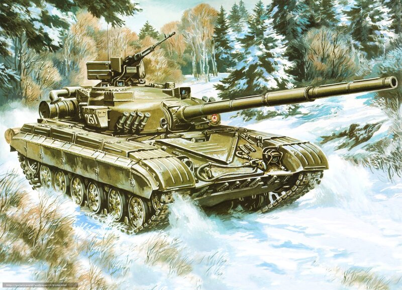 Tank in Snowy Forest — Green, Dramatic
