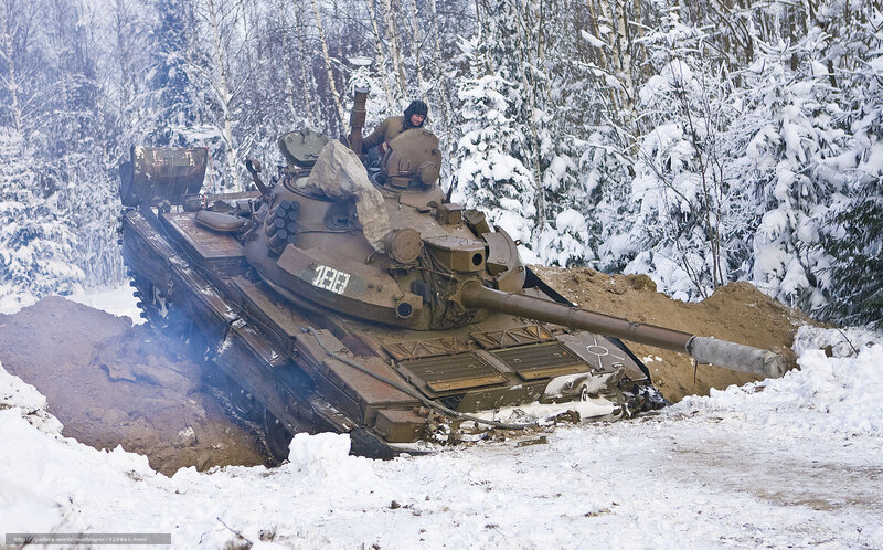 Tank in Snowy Forest — White, Cold