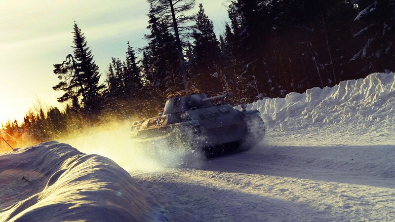 Tank in Snowy Forest — White, Dramatic, Winter, Photograph