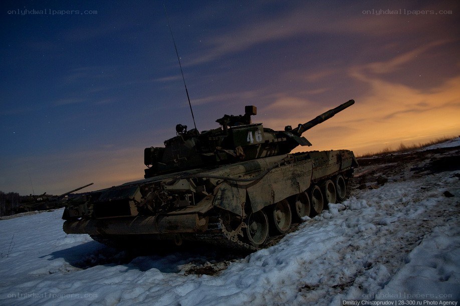Tank in snowy landscape