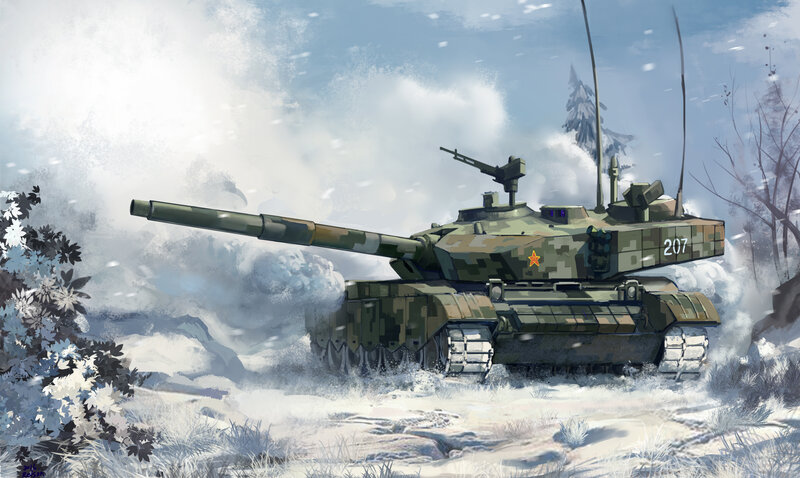 Tank in Snowy Landscape — Green