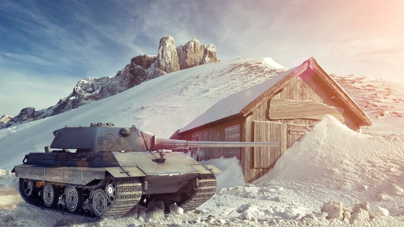Tank in Snowy Landscape — White