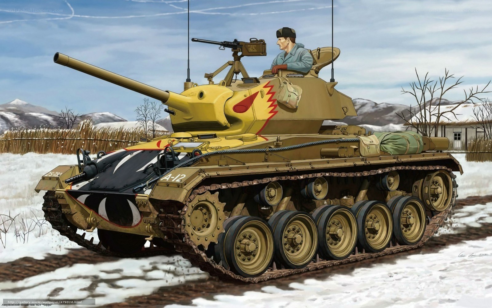 Tank in snowy landscape