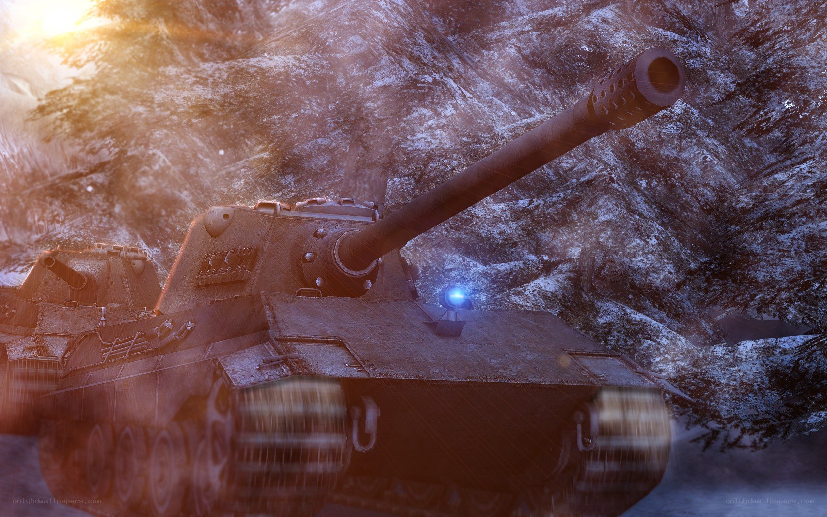 tank in snowy mountains