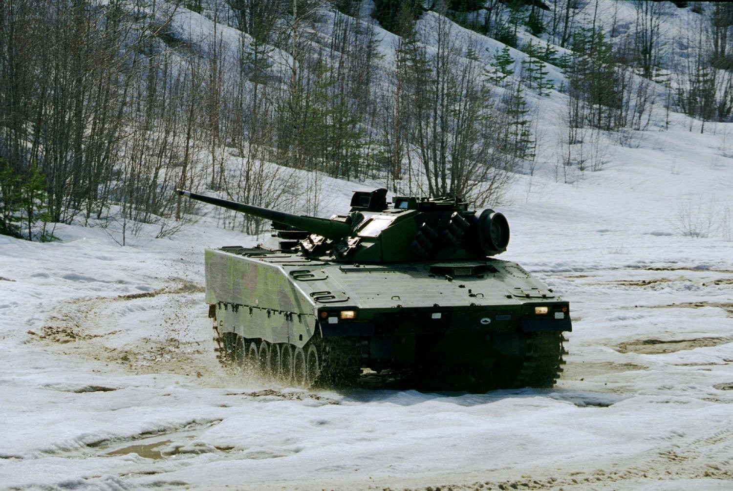 Tank in snowy terrain
