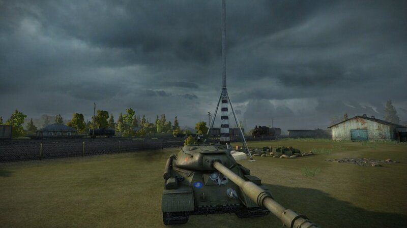 tank in stormy landscape