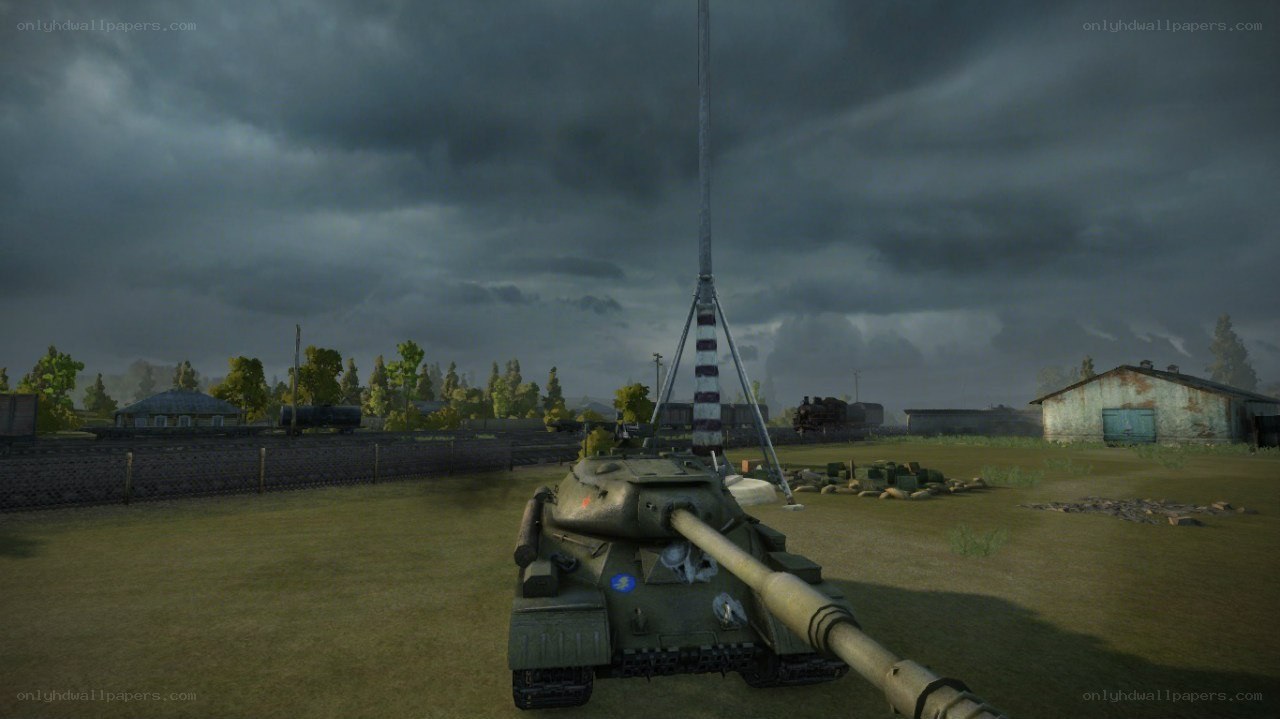 tank in stormy landscape