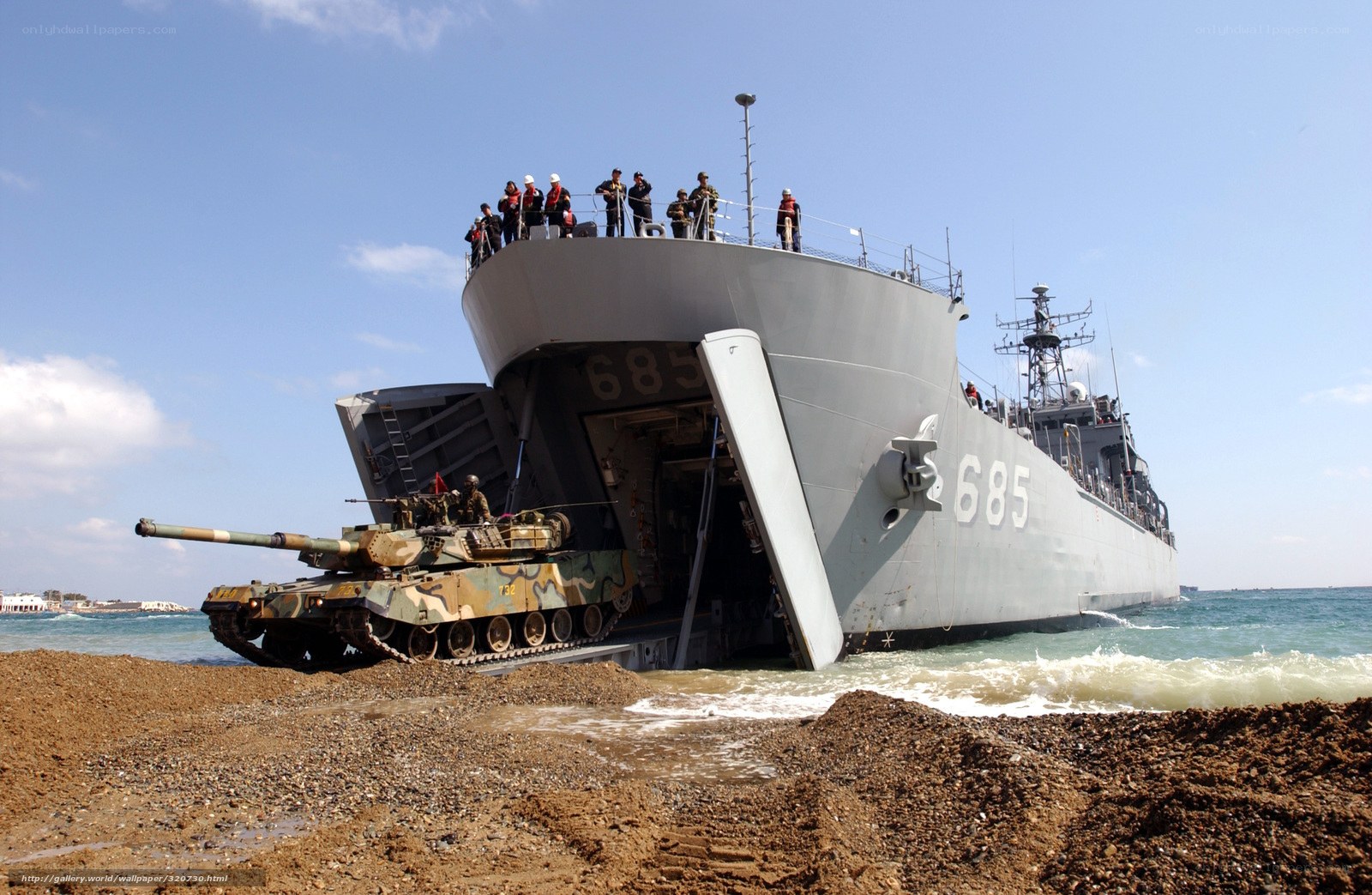 Tank landing from naval vessel