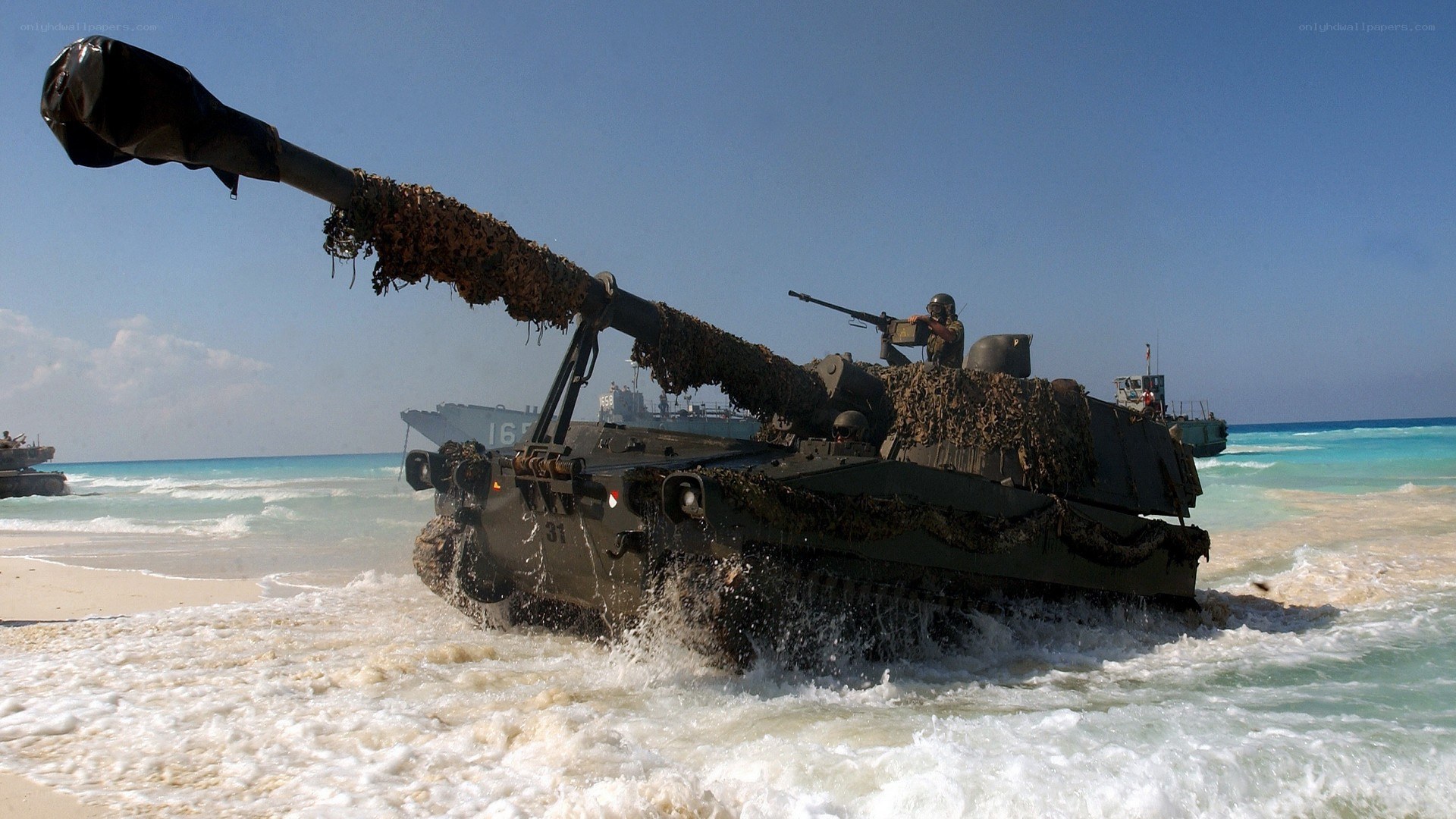 Tank landing on beach