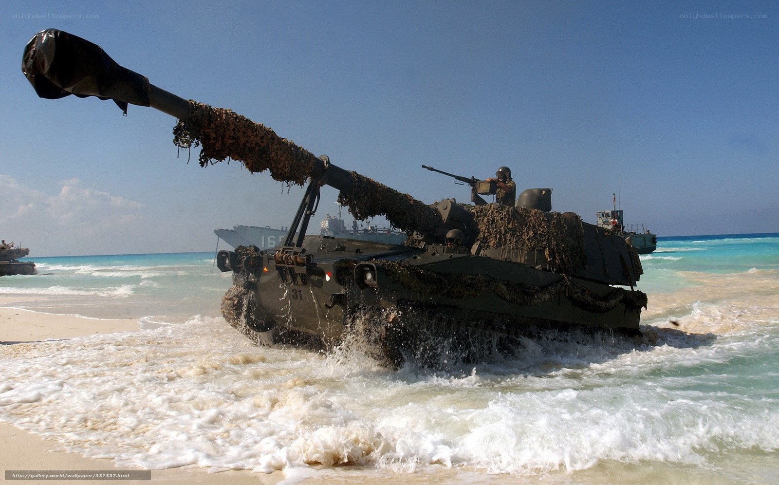 Tank landing on beach