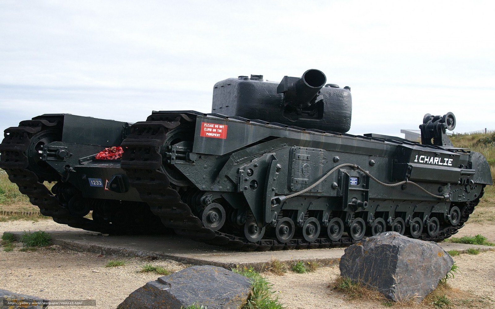Tank memorial on beach