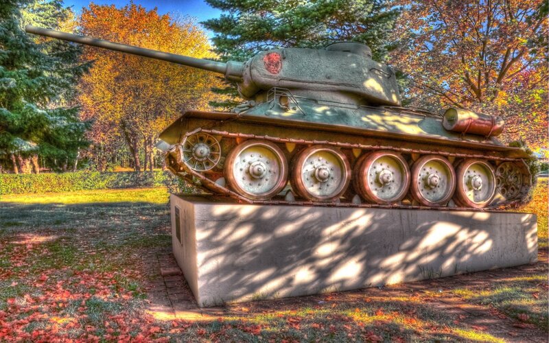 Tank Monument in Park — Green