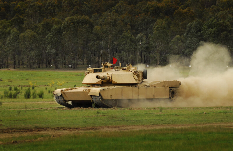 tank moving on field