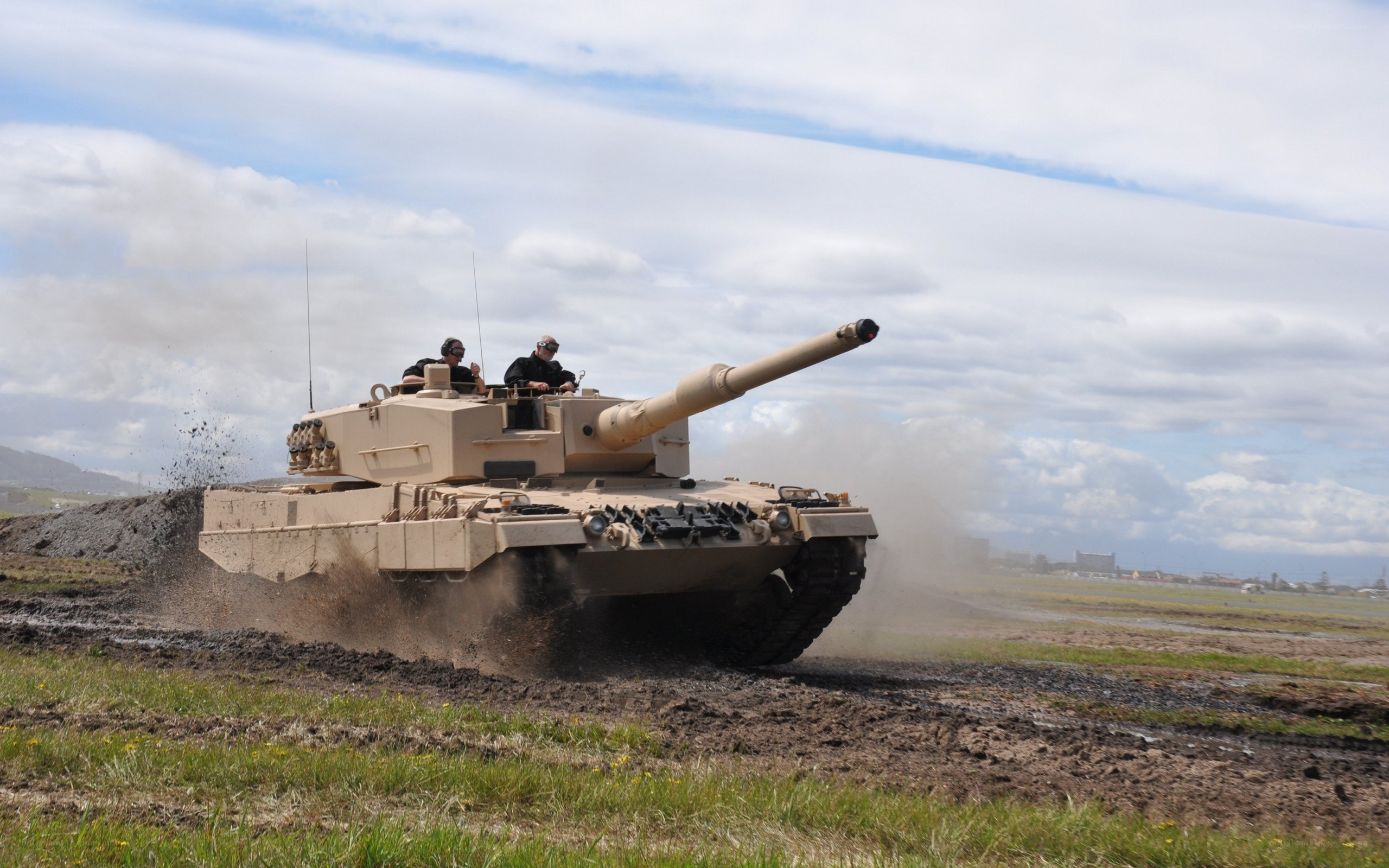 Tank moving on muddy field