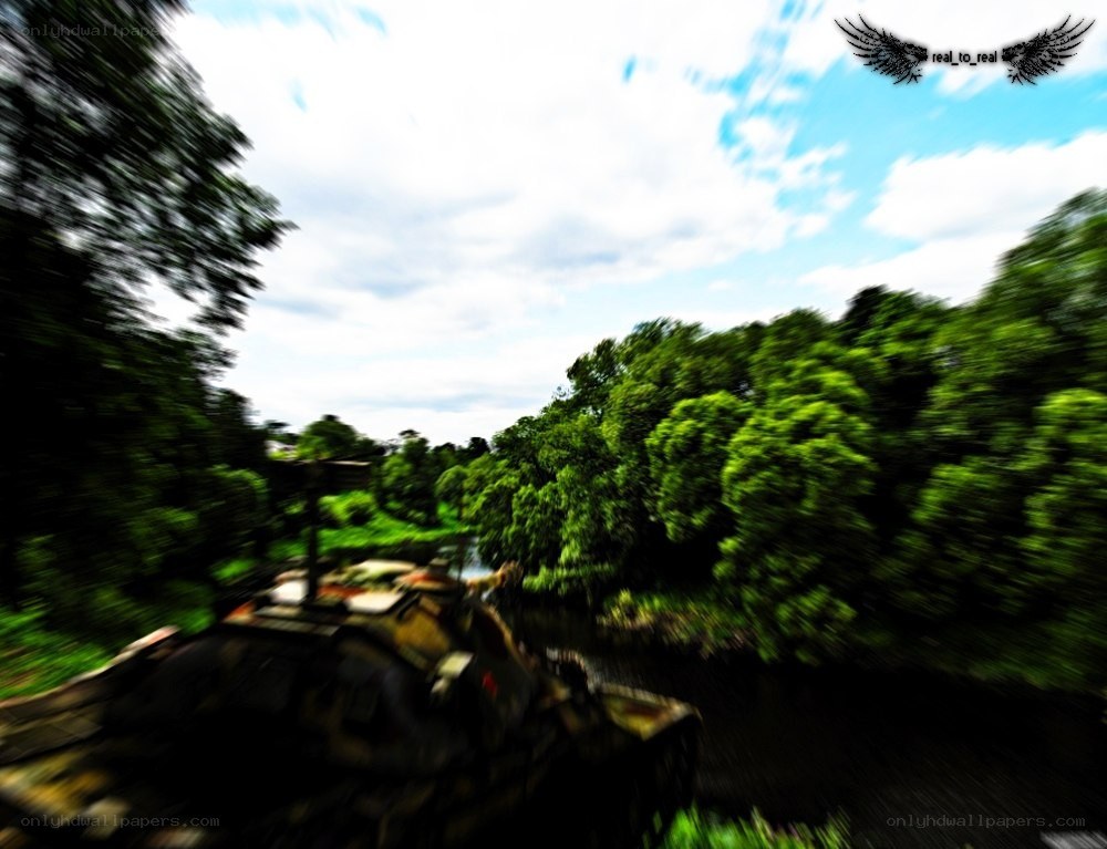 Tank moving through forest