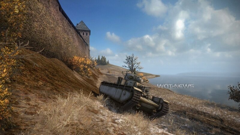 Tank near a castle by the sea