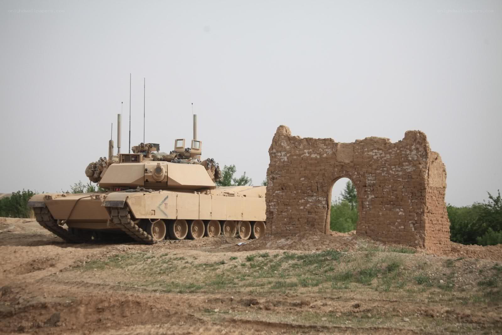 Tank near ancient ruins