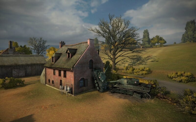 Tank near farmhouse in rural area