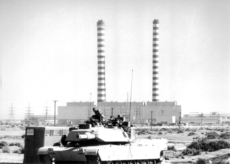 Tank near industrial facility