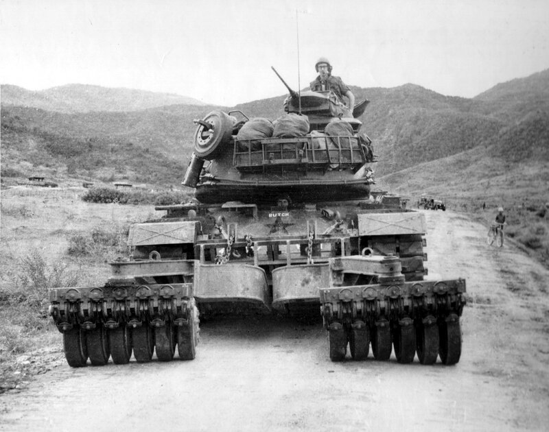 Tank on a dirt road