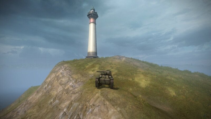 Tank on a hill with lighthouse