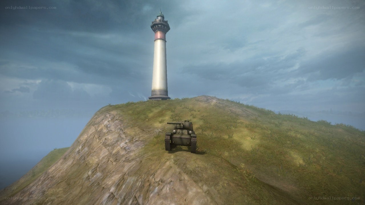 Tank on a hill with lighthouse