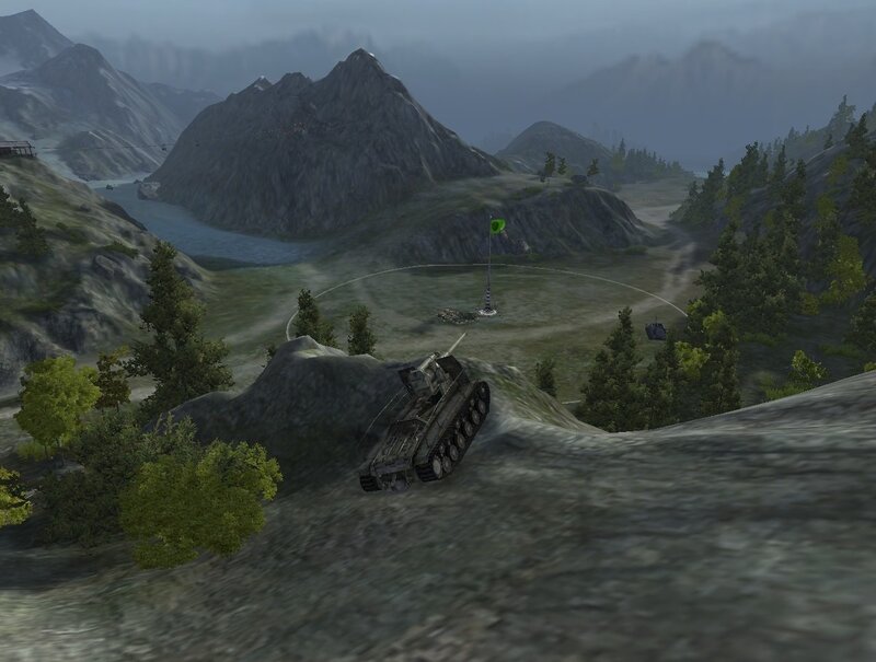 Tank on a Hillside — Green, Overcast, 3d Render