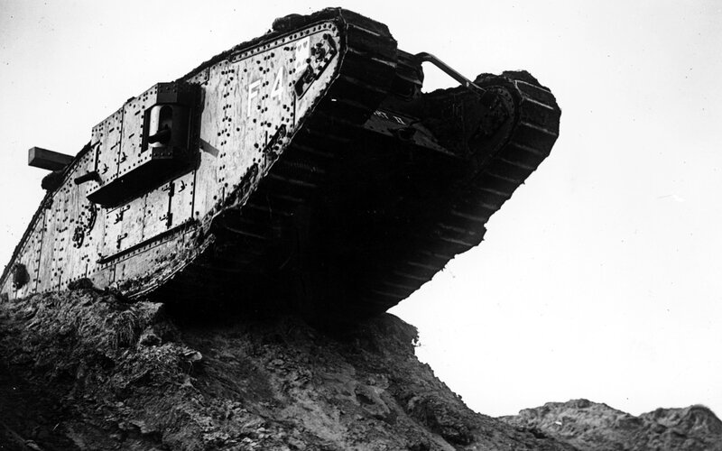 Tank on a hillside
