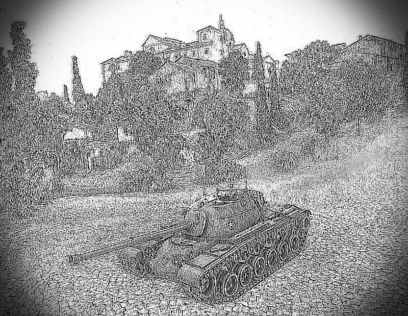 Tank on a Road — Black