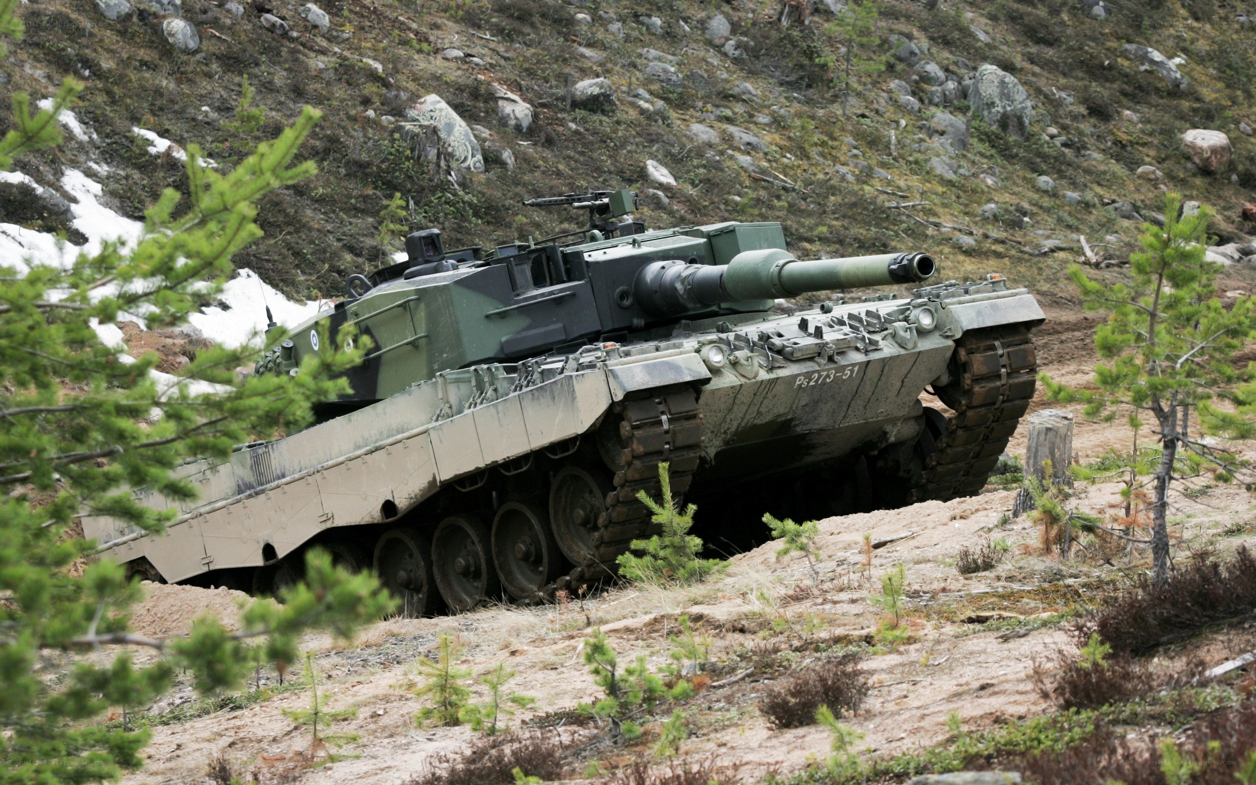 Tank on a rocky hillside