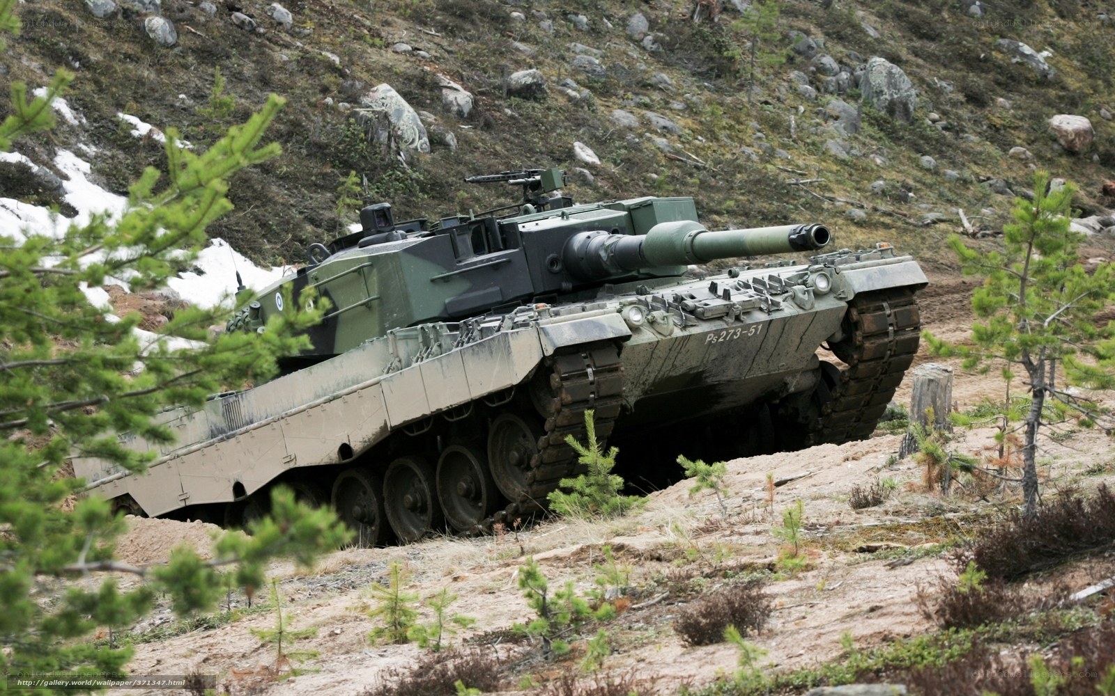 Tank on a rocky hillside