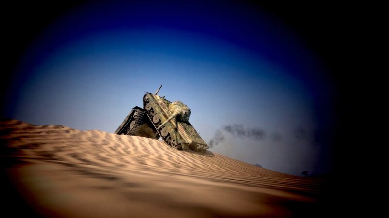 Tank on a sand dune
