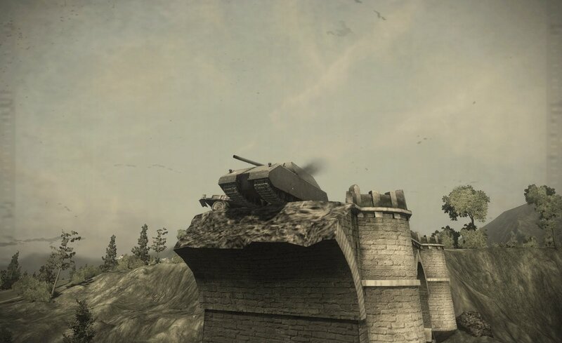 Tank on a stone bridge