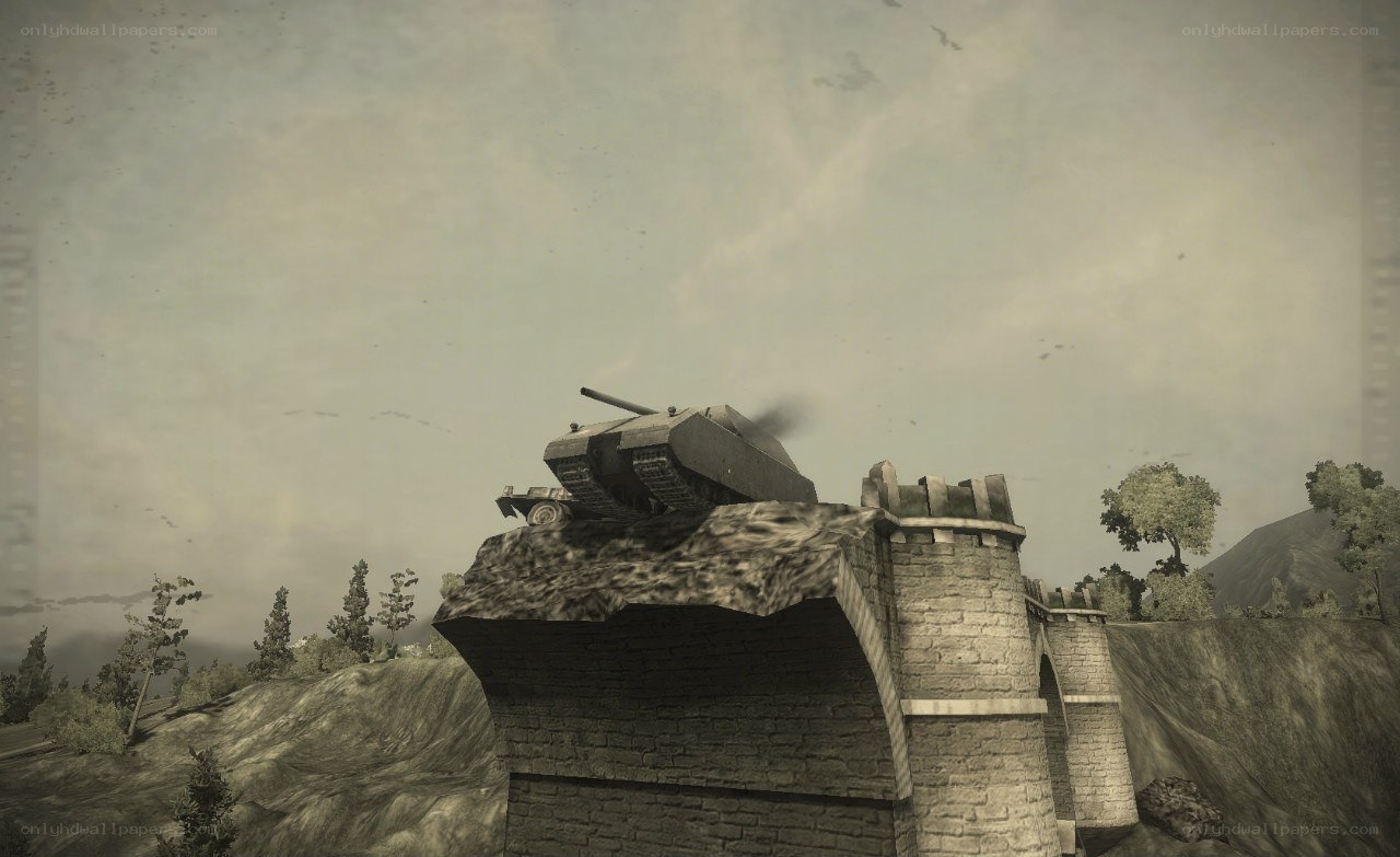 Tank on a stone bridge