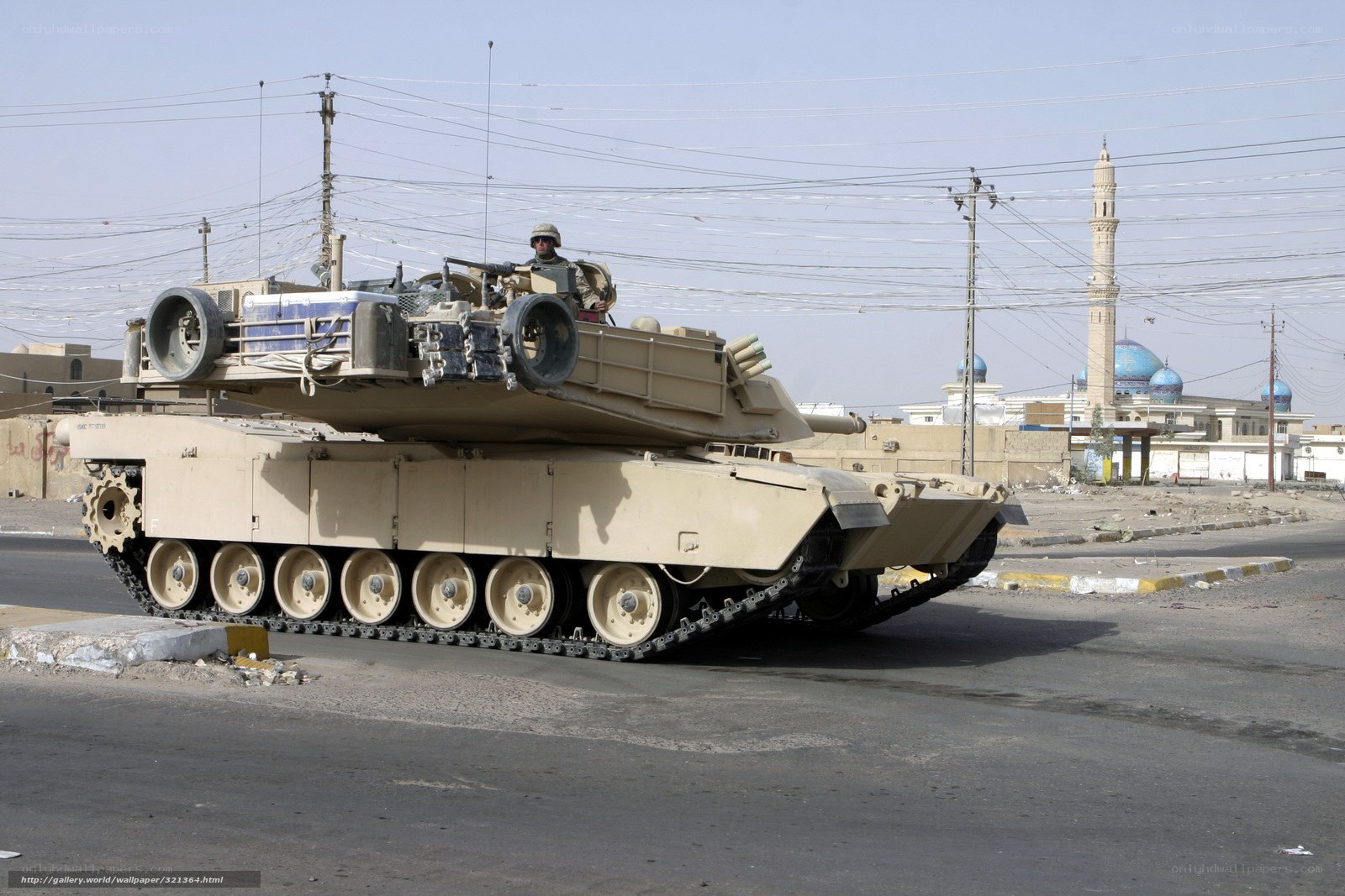 Tank on city street