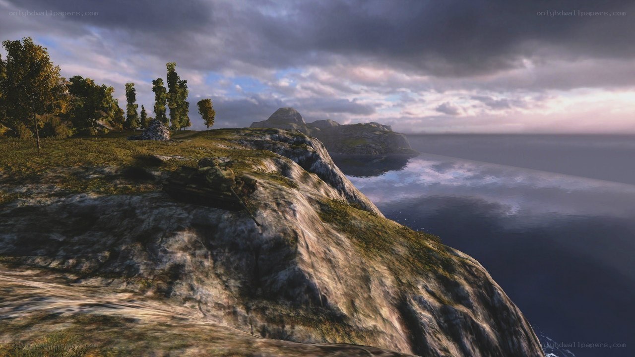 tank on coastal cliff
