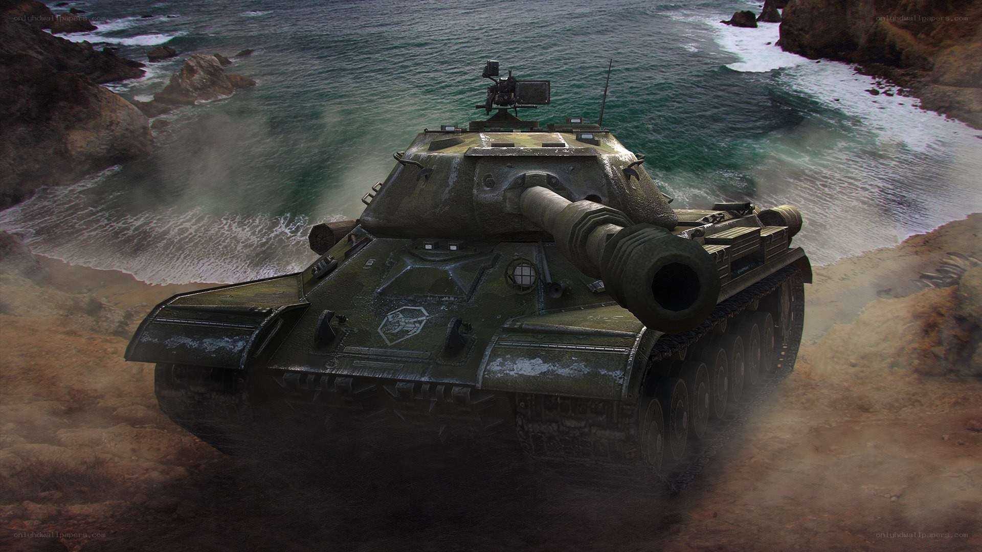 tank on coastal terrain