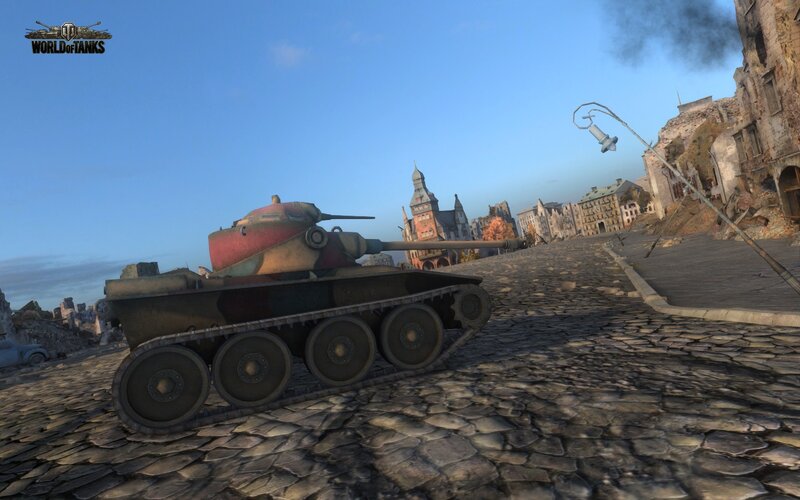 Tank on Cobblestone Street — Gray