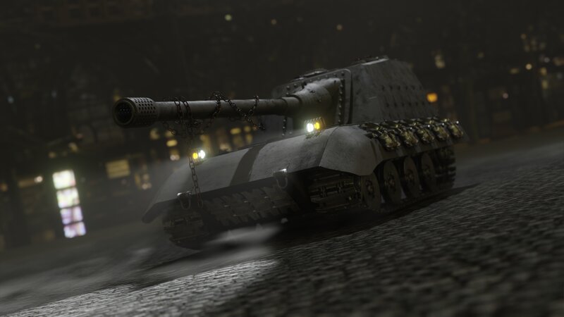 Tank on Cobblestone Street