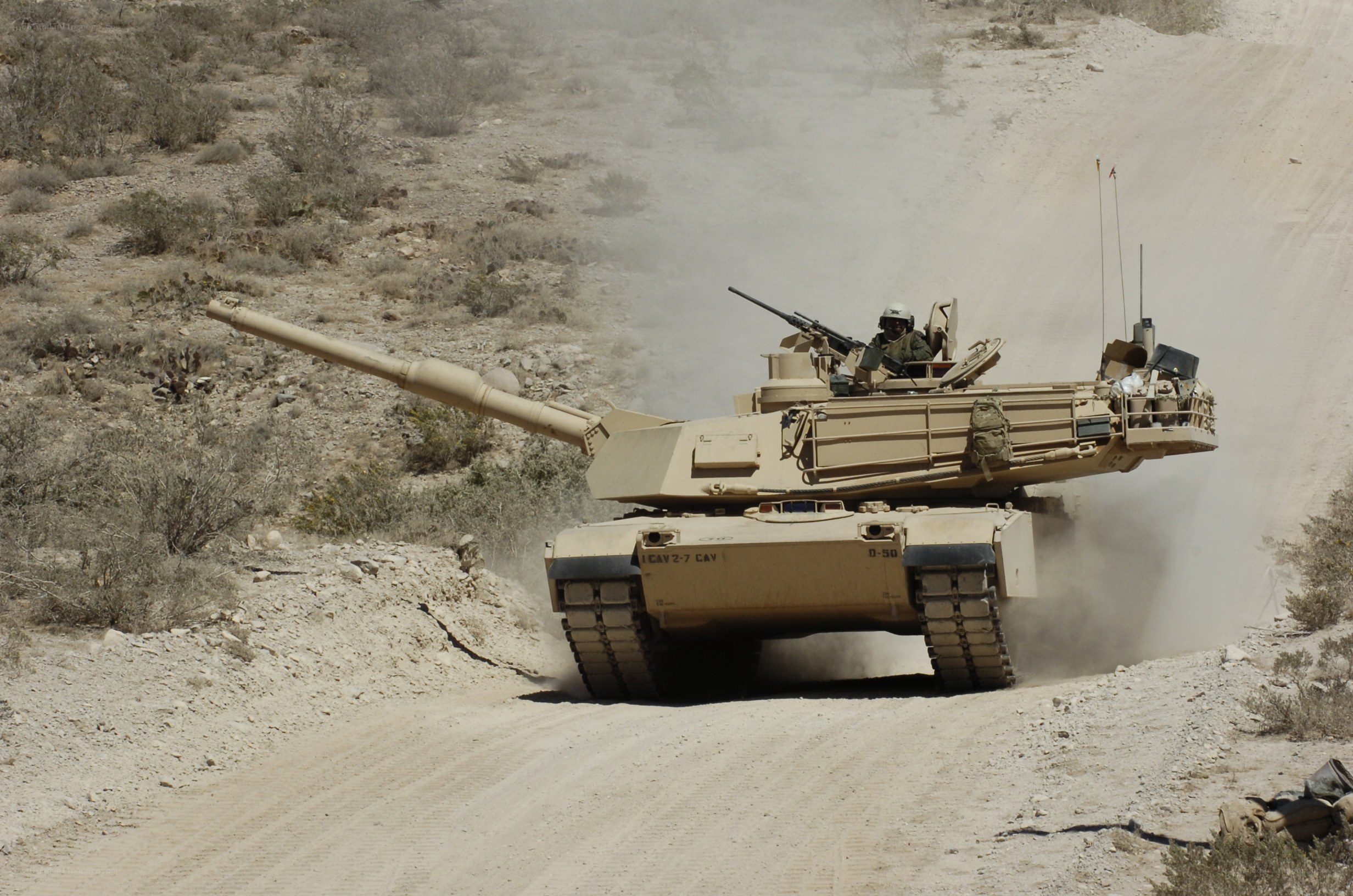 tank on desert road