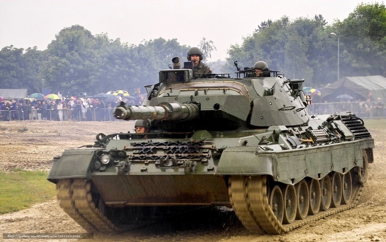 Tank on display at military event