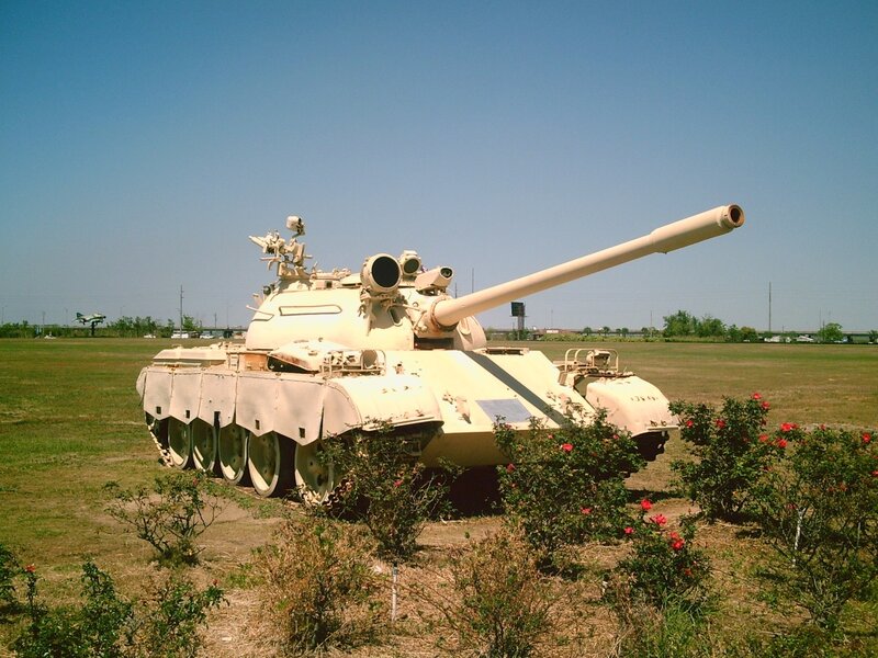 Tank on display in a field