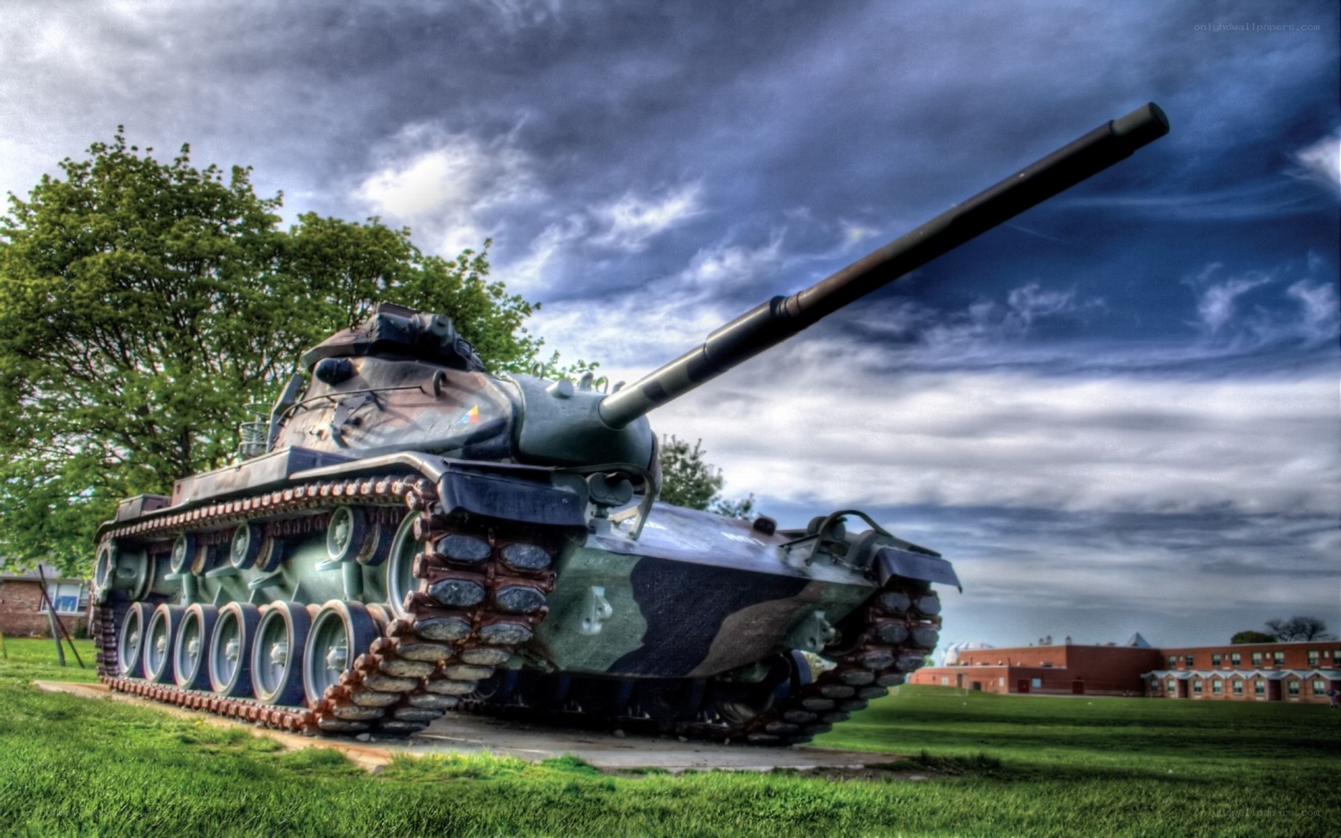 Tank on display in park