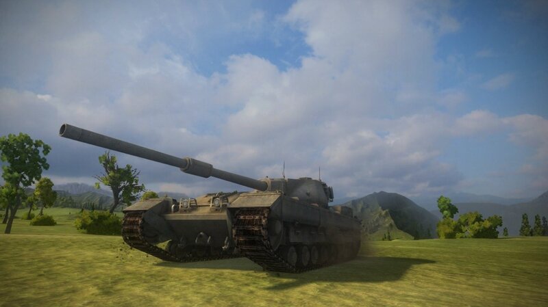 Tank on Grassy Field — Green