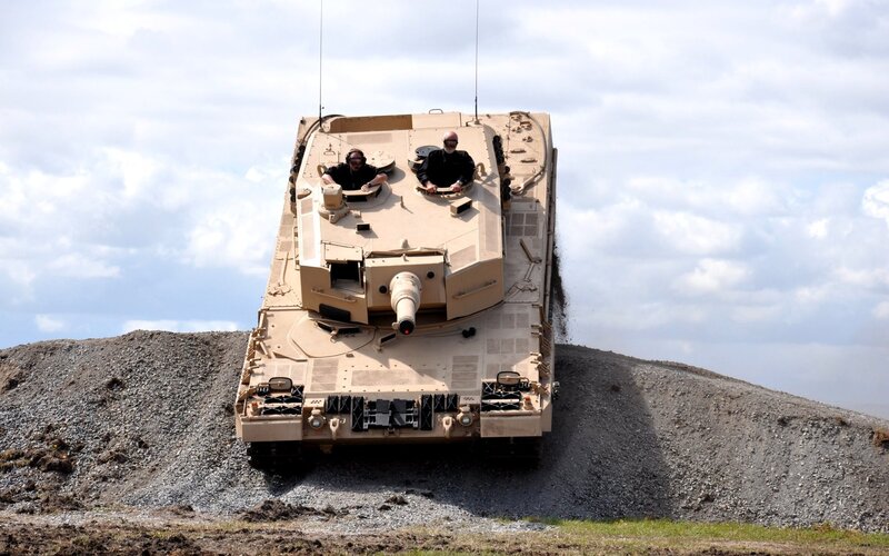 Tank on gravel hill