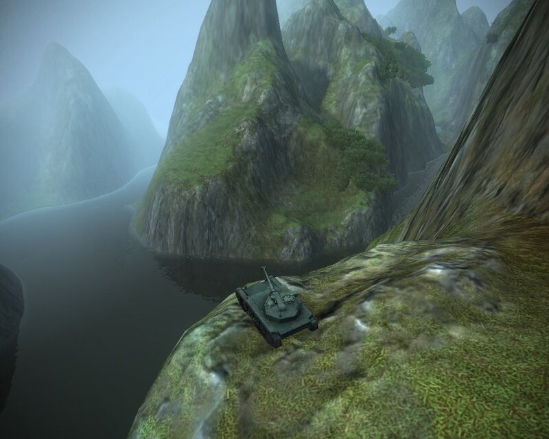 tank on mountain cliff