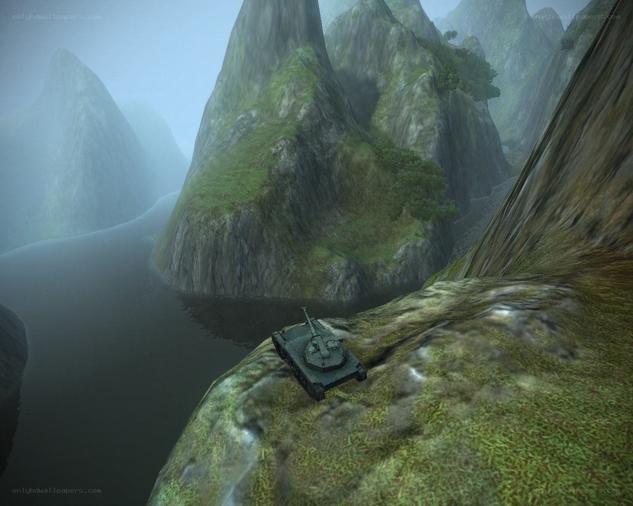tank on mountain cliff