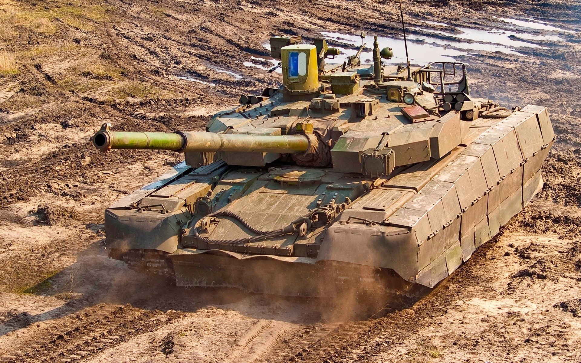 Tank on muddy terrain