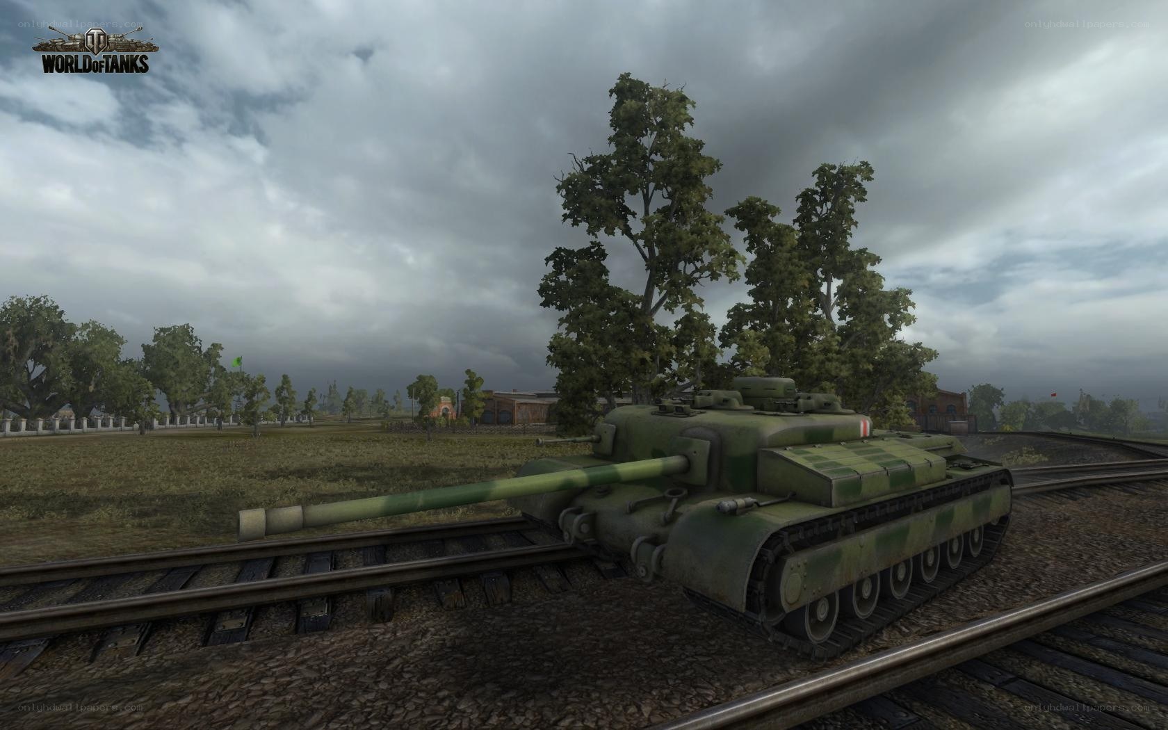 Tank on railway tracks