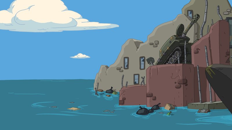 Tank on Rocky Shore
